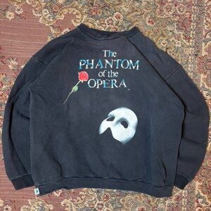 Vintage 90s Roots The Phantom of the Opera Crewneck Sweatshirt Broadway Black X